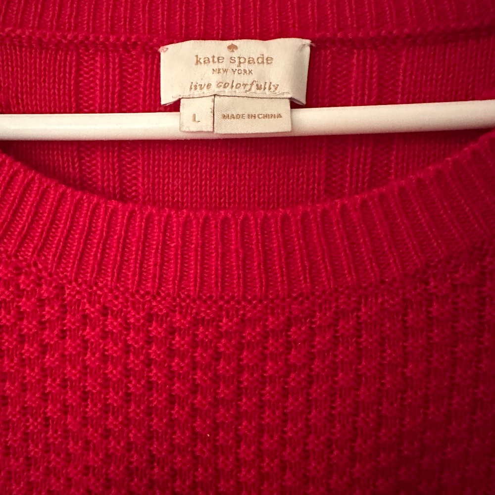 Kate Spade Ruffle-yoke Textured Wool-blend Sweater In Charm Red - Picture 4 of 5
